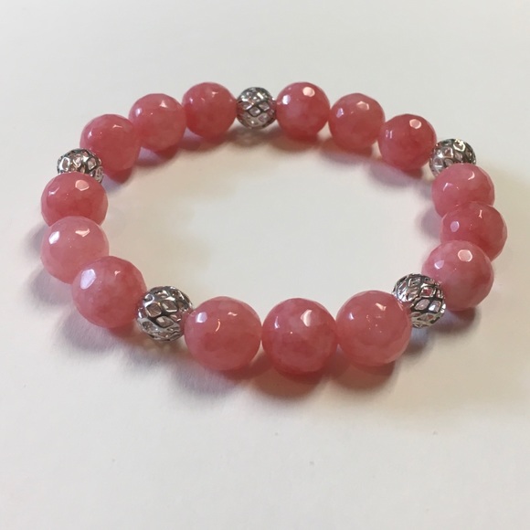 Cherry Quartz & Silver Filigree Stretch Bracelet - Picture 2 of 6